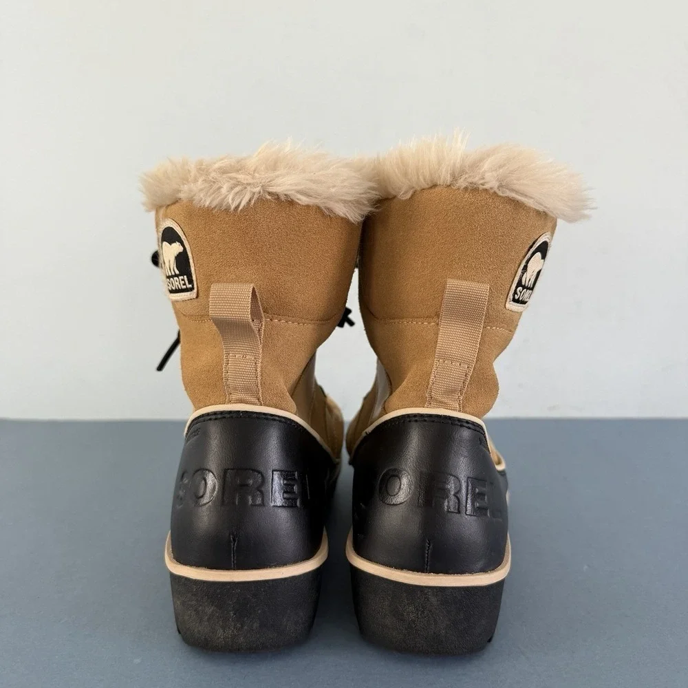 Sorel‎ Tivoli II Curry Tan Suede Faux Fur Lined Waterproof Winter Snow Boots